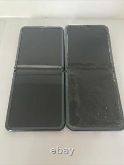 2x Lot Samsung Galaxy Z Flip SM-F700F/DS 256GB Mirror Black (AT&T) Bad LCD 1A