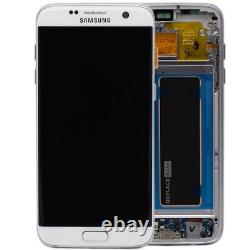 LCD Assembly For Samsung Galaxy S7 Edge Replacement With Frame White BAQ Genuine
