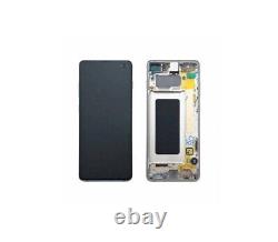 Lcd display + touch + frame oem for samsung galaxy s10 plus sm-g975 silver