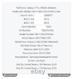 Samsung Galaxy Z Flip SM-F700F/DS 256GB (Unlocked) Smartphone Cracked / Bad LCD